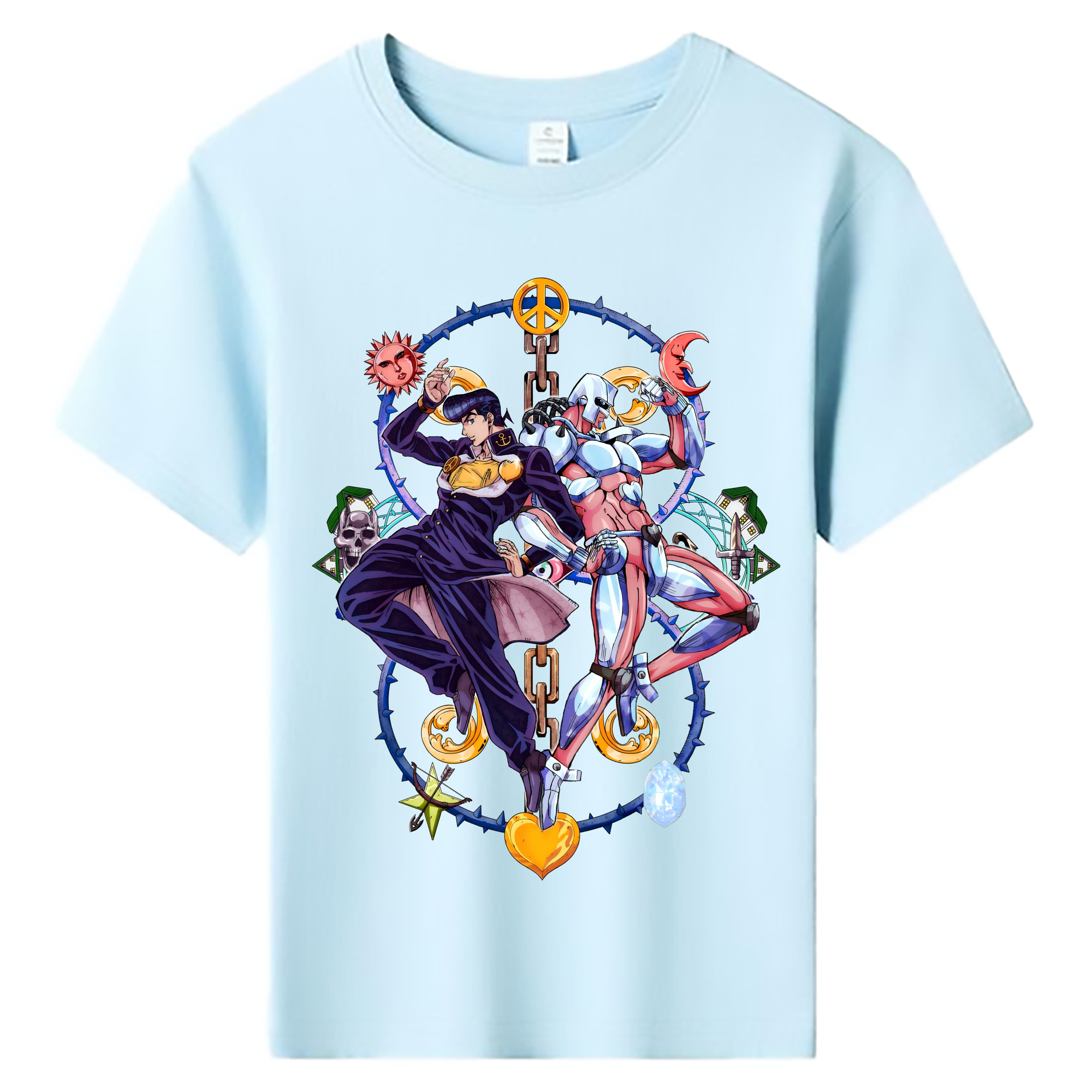 （画像用） ジョジョの奇妙な冒険 ひがしかた じょうすけ JoJo's Bizarre Adventure Higashikata Josuke 綿100％キッズTシャツ（フロントプリント）